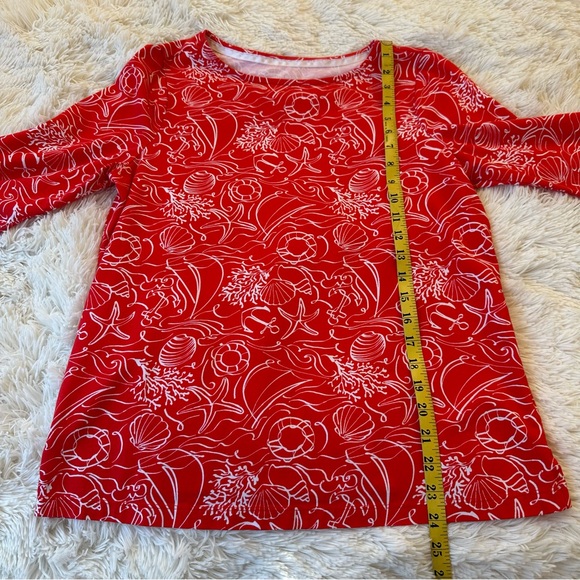 Appleseed’s Women’s Red White Nautical Beach Vacation Top Size: Small Petite - Picture 3 of 7